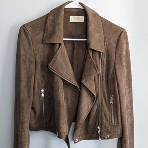 Refuge Faux Suede Moto Jacket Cropped Cut Women Medium
